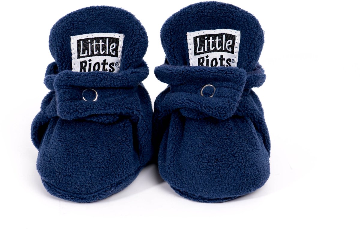 Little Riots - Babyslofjes - Fleece Original - Navy Blue - 0-3 Maanden (9cm) - Schoenmaat 13-15