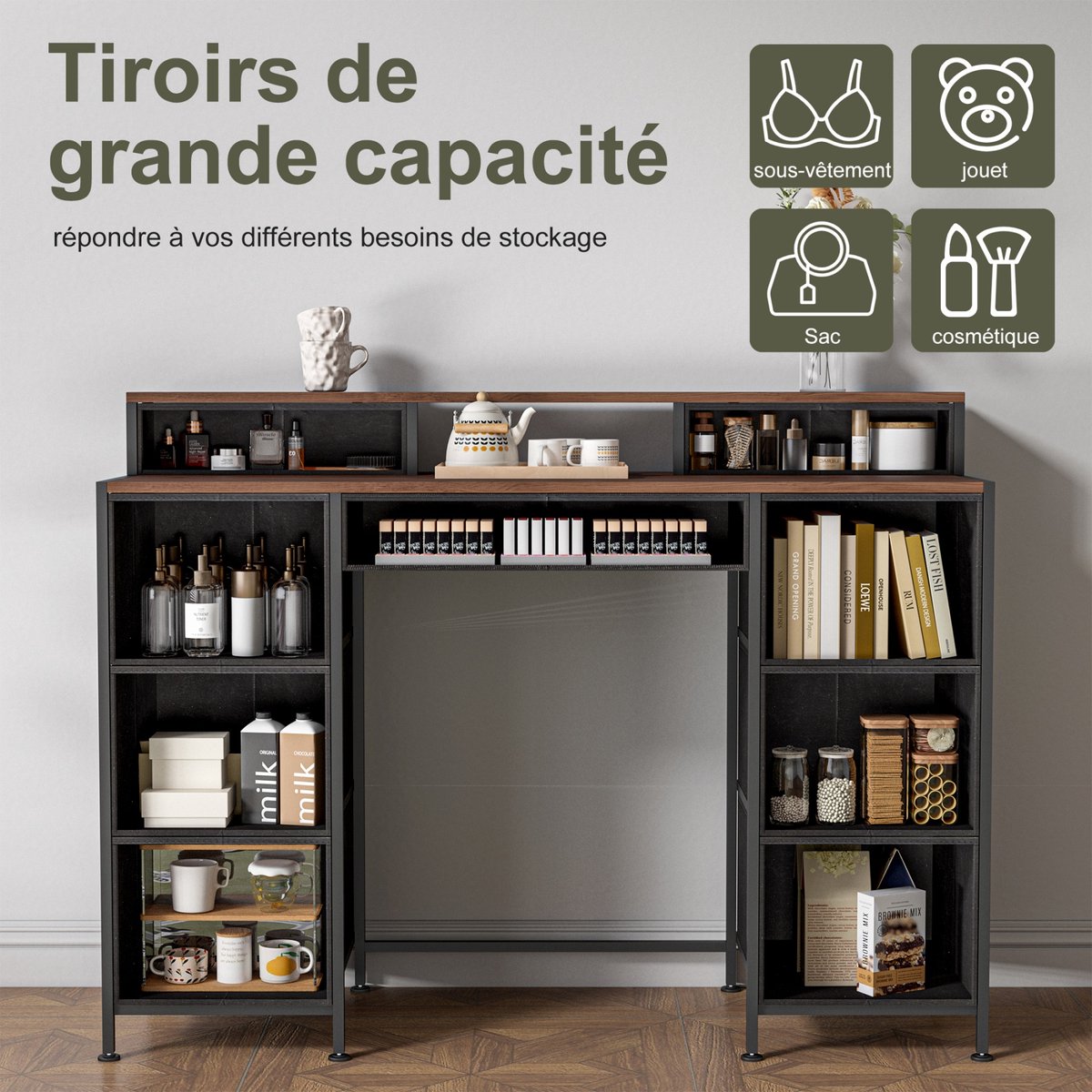 Kaptafel, Make-uptafel, 127x35x75 cm, Met lade, Ladekast, Commode, Wit Kaptafel, Make-uptafel, 127x35x75 cm, Met lade, Ladekast, Commode, Wit