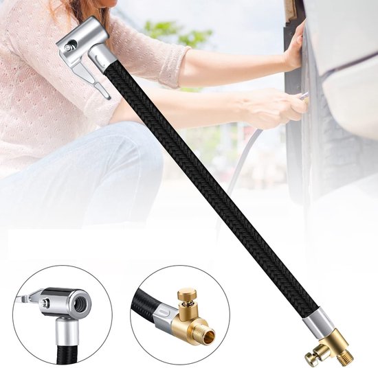 Autopomp - Autobanden - Luchtpomp - Verlengbui - Koper -Ventieladapter - Verlengslang voor luchtdruk - Luchtpomp Accessoires - Voor fiets auto motorfiets fietsband luchtpomp - 10 cm — afbeelding 3