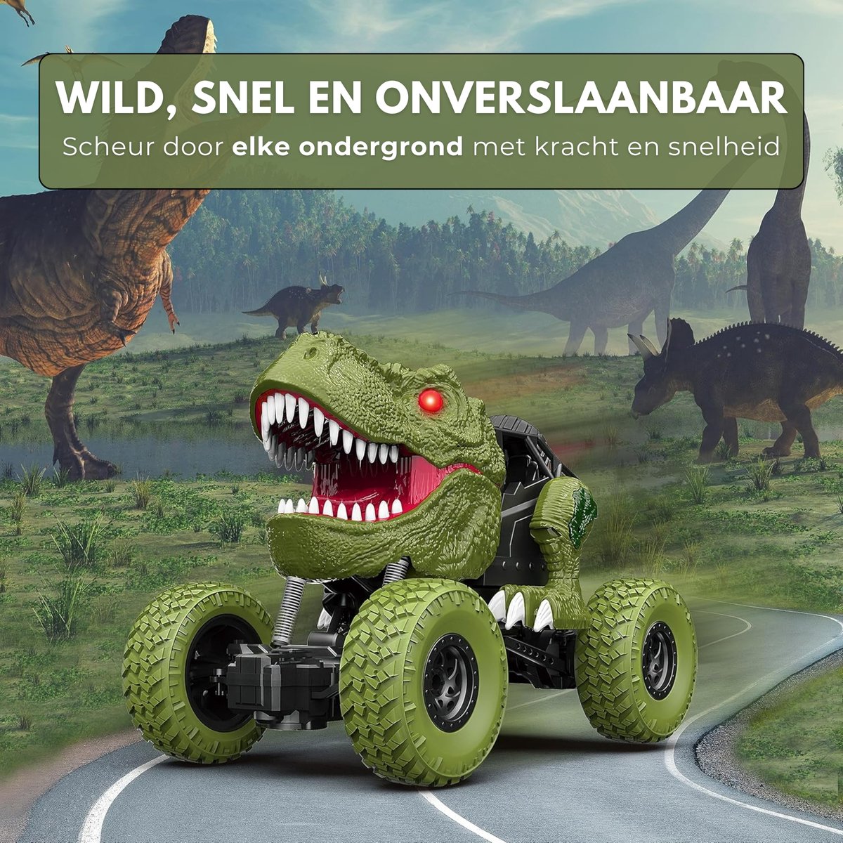 Boncy® Bestuurbare RC Auto - Dinosaurus Car - Jongens Meisje - Dino Robot Speelgoed Binnen & Buiten - Afstandbestuurbaar Race Drift Car - Afstandsbestuurbaar Raceauto Accu - Stuntauto Bestuurbaar - Elektrisch Autos Dinosaurussen 2 3 4 5 6 Jaar — afbeelding 7