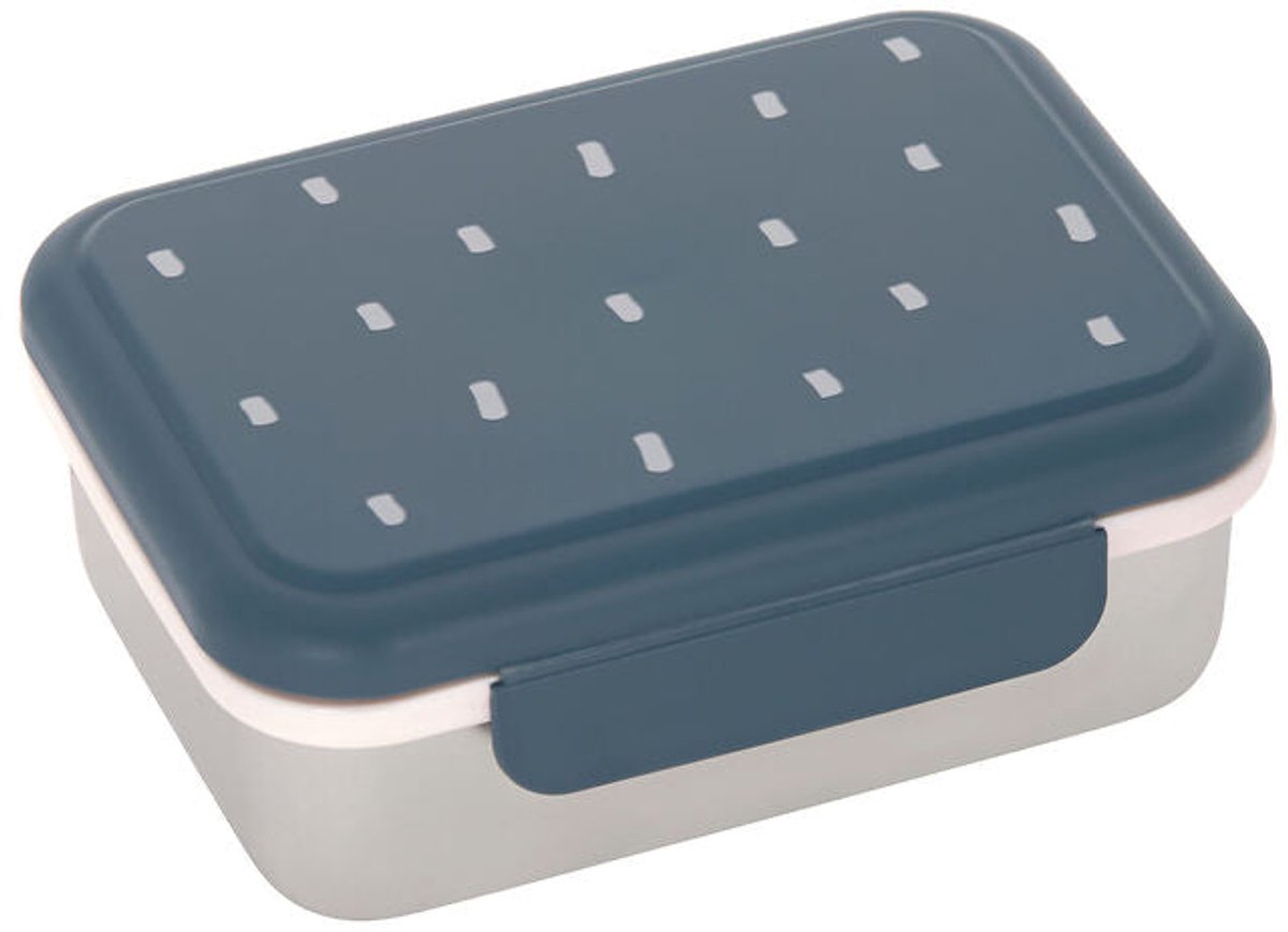 Lässig Stainless Steel Lunchbox – Donkerblauw – Bamboe deksel – Vakverdeling