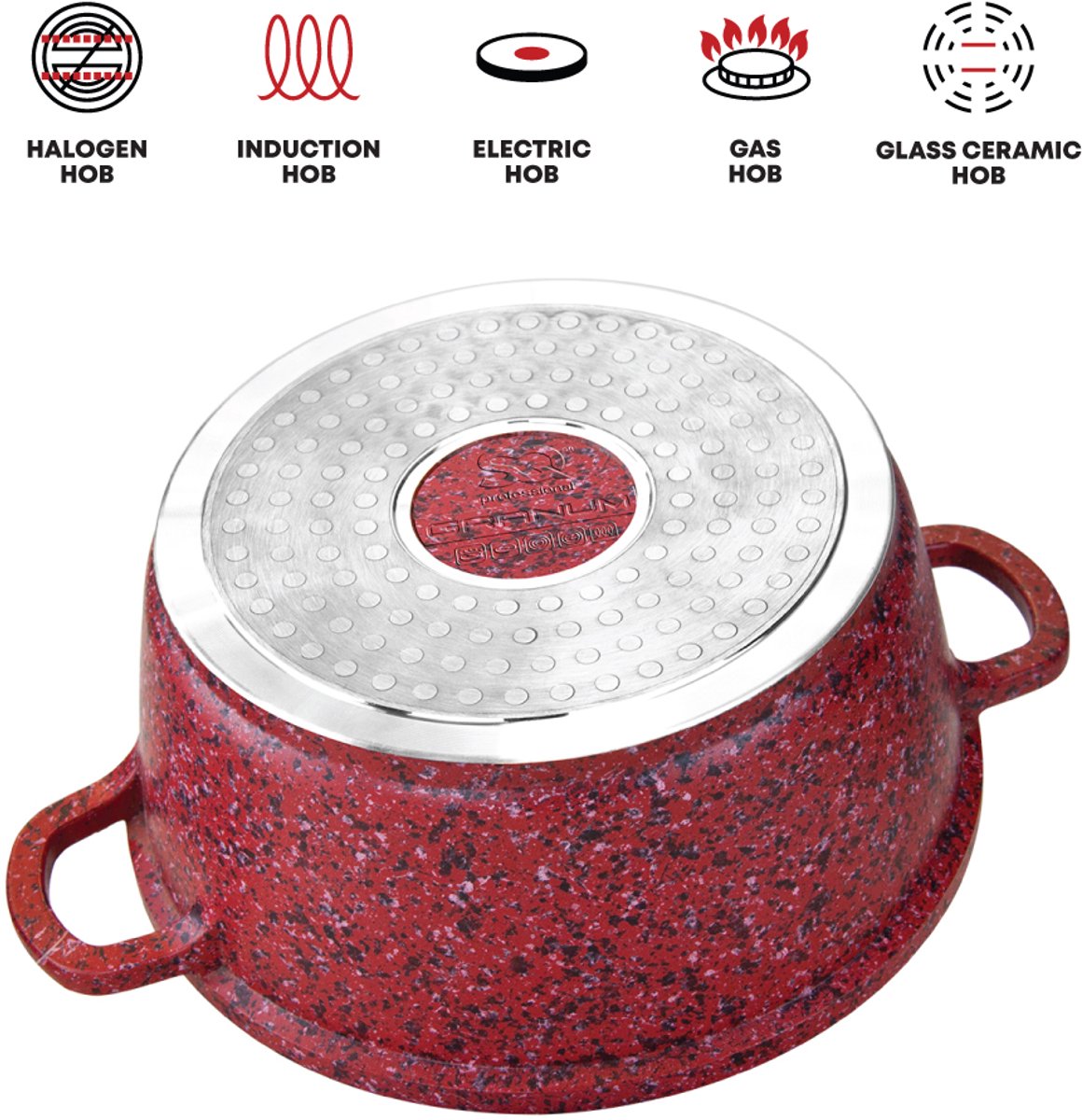 Nessa Granum Diecast Stockpot Set 5pcs - Jhansi Red