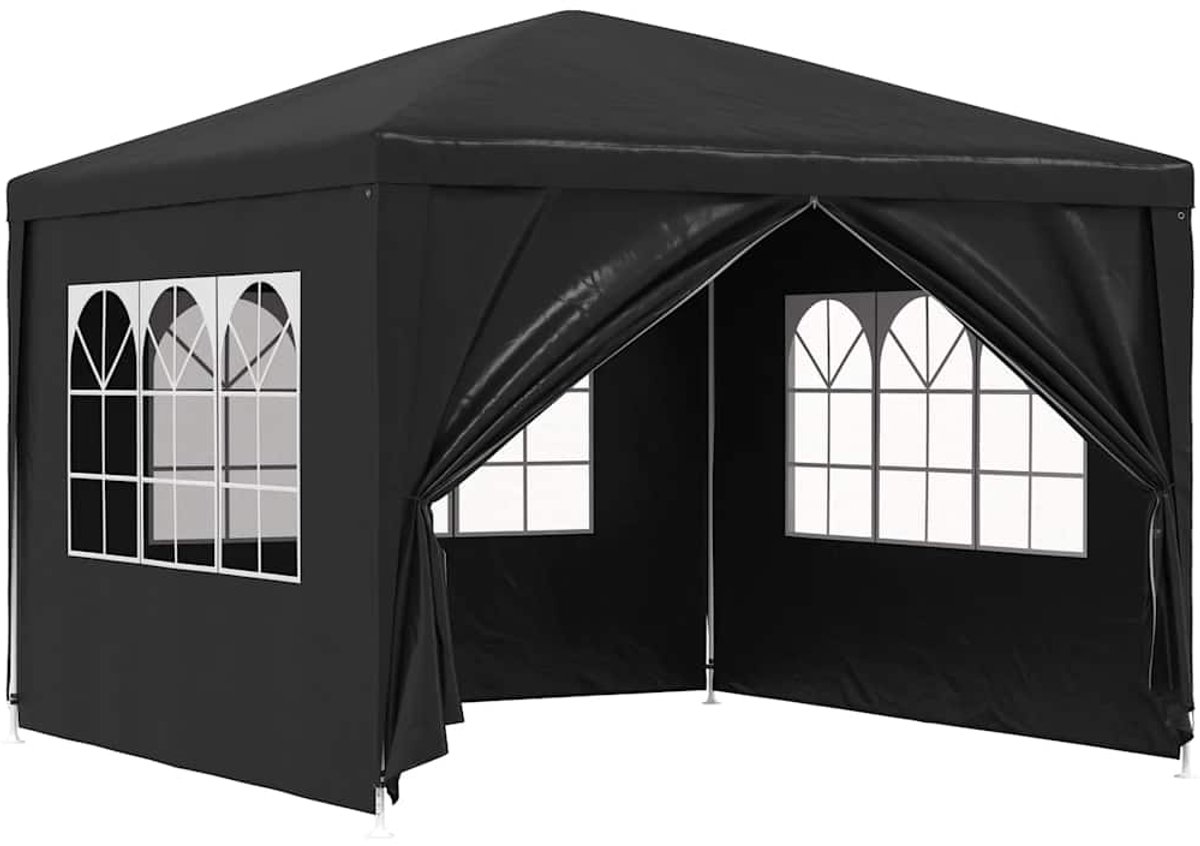 Partytent opvouwbaar - Paviljoen - 3x3 - Easy up - Waterdicht - met Zijwanden - Weerbestendig - Antraciet