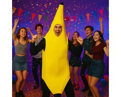 Bananenpak - Carnavalskleding - verkleedkleding - Banaan Kostuum - One Size Fits All (Volwassenen) - Wasmachine Bestendig