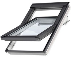 VELUX Dakraam GGL MK04 2070, 78x98cm, centraal scharnierpunt, wit gelakt met dakpan gootstuk (EDW 1000) en waterkerende manchet (BFX)