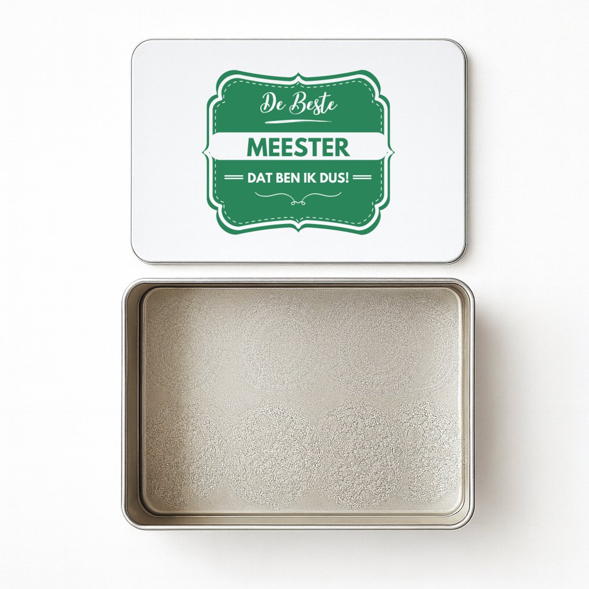 Hacebo® - De beste meester koektrommel rechthoekig - Meester - beste meester - koekblik – koektrommels – bewaarblik - snoeptrommel - school - verjaardagscadeau - afscheidscadeau - koek trommel - 20 x 13 CM