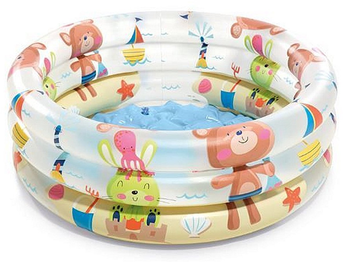 Intex Opblaasbaar Kinderzwembad - Incl. Reparatieset - Beer en Konijn Speelzwembad - ∅61cm x 22cm