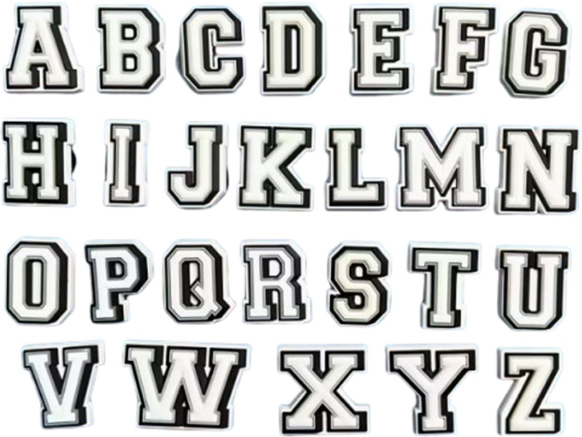 Schoen pin letters - schoen pins alfabet - 26 letters - schoen charms - pins - klomp - ook geschikt voor crocs
