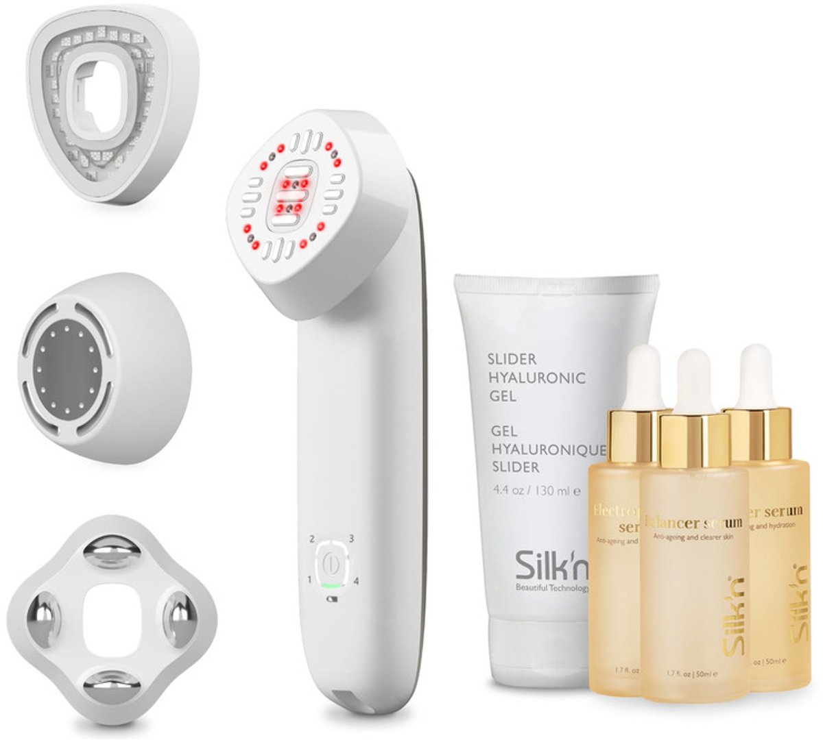 Silk'n Huidverjonging Maximizer Kit - Promo pack: huidverjoningsapparaat gezicht met 3 serums en 2 extra koppen - Voor strakke huid met minder rimpels - Gezichtsmassage - Anti-aging LED- en infraroodtechnologie - FaceTite Multiplatform