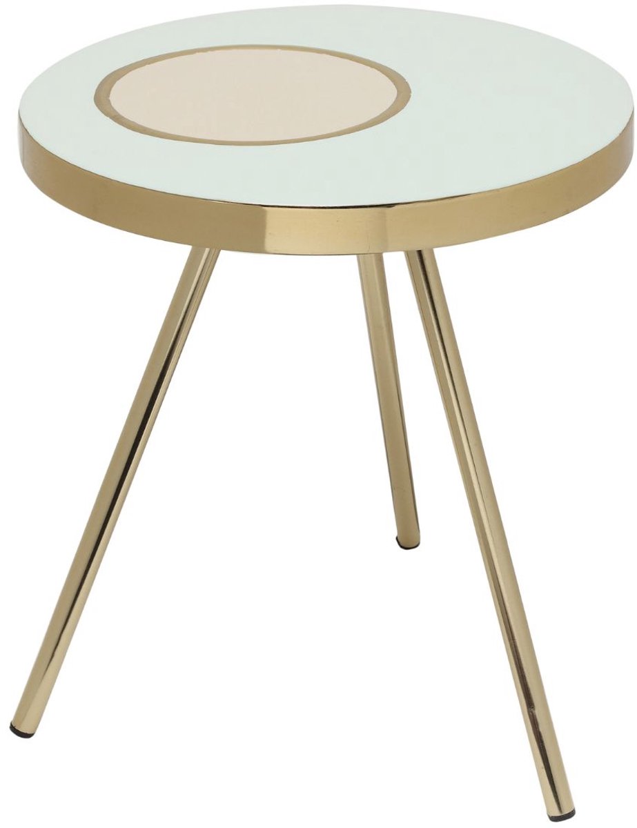 Floraya - Bijzettafel Morrison - Mintgroen/Goud - 41x41x47 cm - Handgemaakt in India