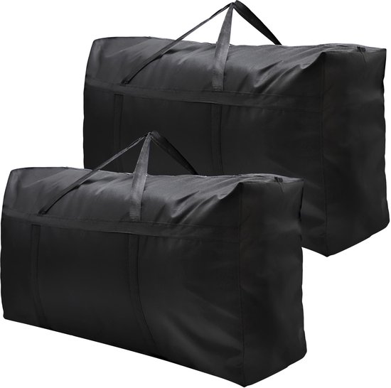 Dntorx 4 stuks 120L grote opbergtas, Oxford heavy-duty verhuisdozen met ritssluiting en handgreep, grote reistas, draagtas voor beddengoed, kleding, linnengoed (Blauw