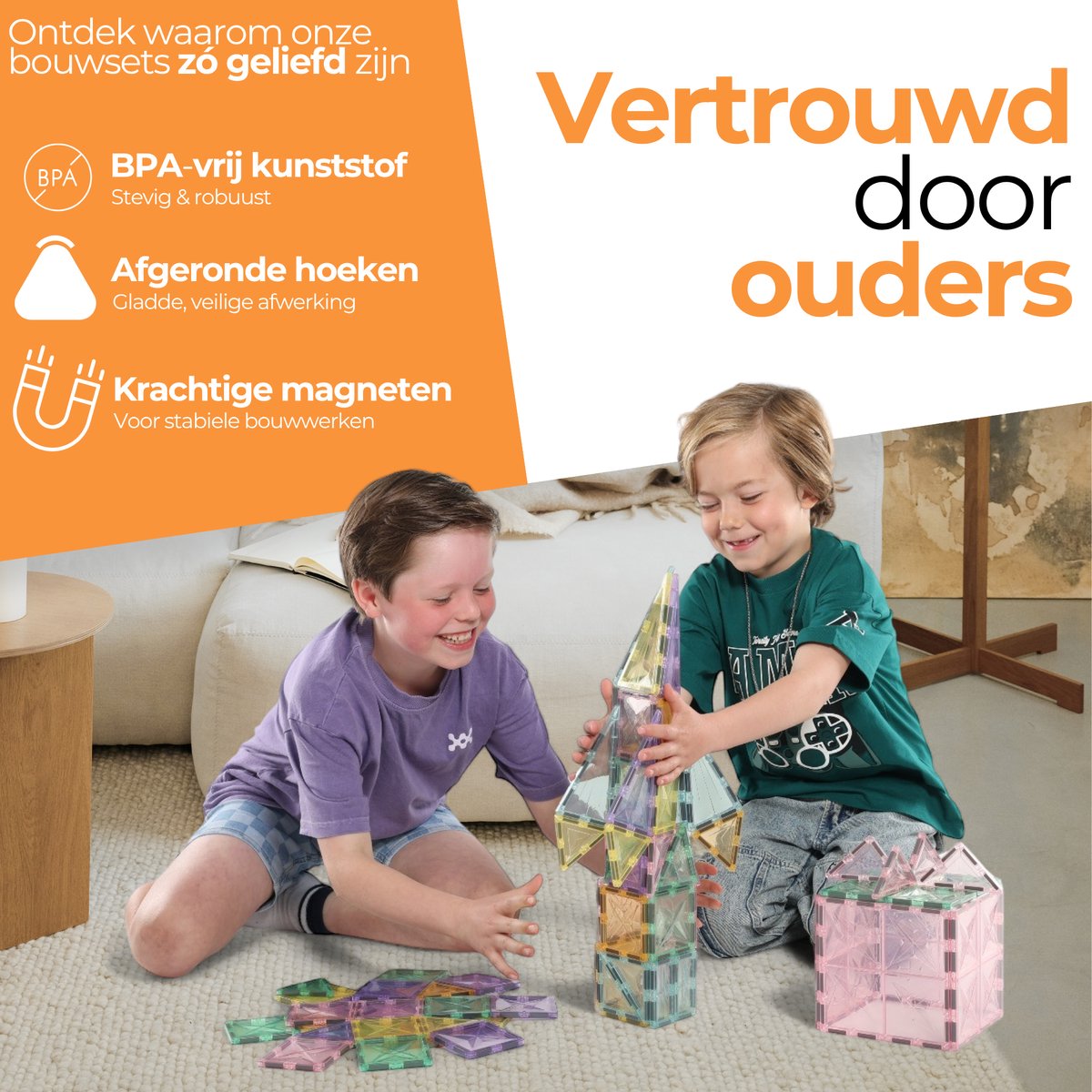 Magna Minds - Star Pastel - Magnetic Tiles- Magnetisch Speelgoed – 41 stuks - Constructie speelgoed - Magnetische tegels - Montessori speelgoed - Magnetic toys - Magnetische bouwstenen - Speelgoed Kinderen — afbeelding 2