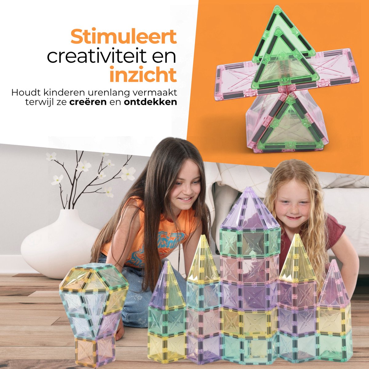 Magna Minds - Star Pastel - Magnetic Tiles- Magnetisch Speelgoed – 41 stuks - Constructie speelgoed - Magnetische tegels - Montessori speelgoed - Magnetic toys - Magnetische bouwstenen - Speelgoed Kinderen — afbeelding 7
