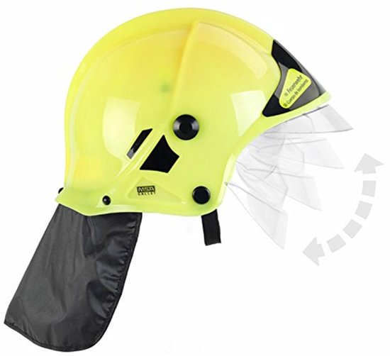 Klein Toys - brandweerhelm - 31x17,5x21 cm - licht op in het donker - incl. beweegbaar vizier en afstelbaar formaat - geel zwart