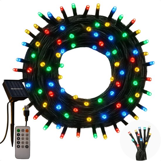 LUMINEO Kerstverlichting LED solar lichtsnoer 480 lampjes warmwit 27 m