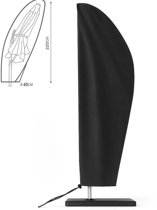 Lomera Zweefparasol Afdekhoes - Parasolhoes Met Rits - Waterdichte Parasolhoes - Beschermhoes Voor Parasol - Zware Kwaliteit Hoes - Parasolhoes - Uv-Bestendige Hoes - Parasolhoes Zwart - 600D Polyester Hoes - Parasolhoes Met Opbergzak