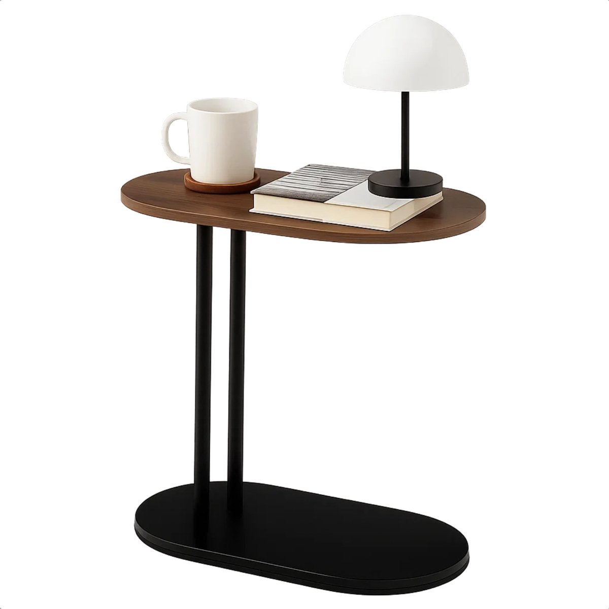 Lomera Bijzettafel Bruin - Metaal En Mdf - Beschermviltjes Inbegrepen - Bijzet Tafel - Tafeltje nvt