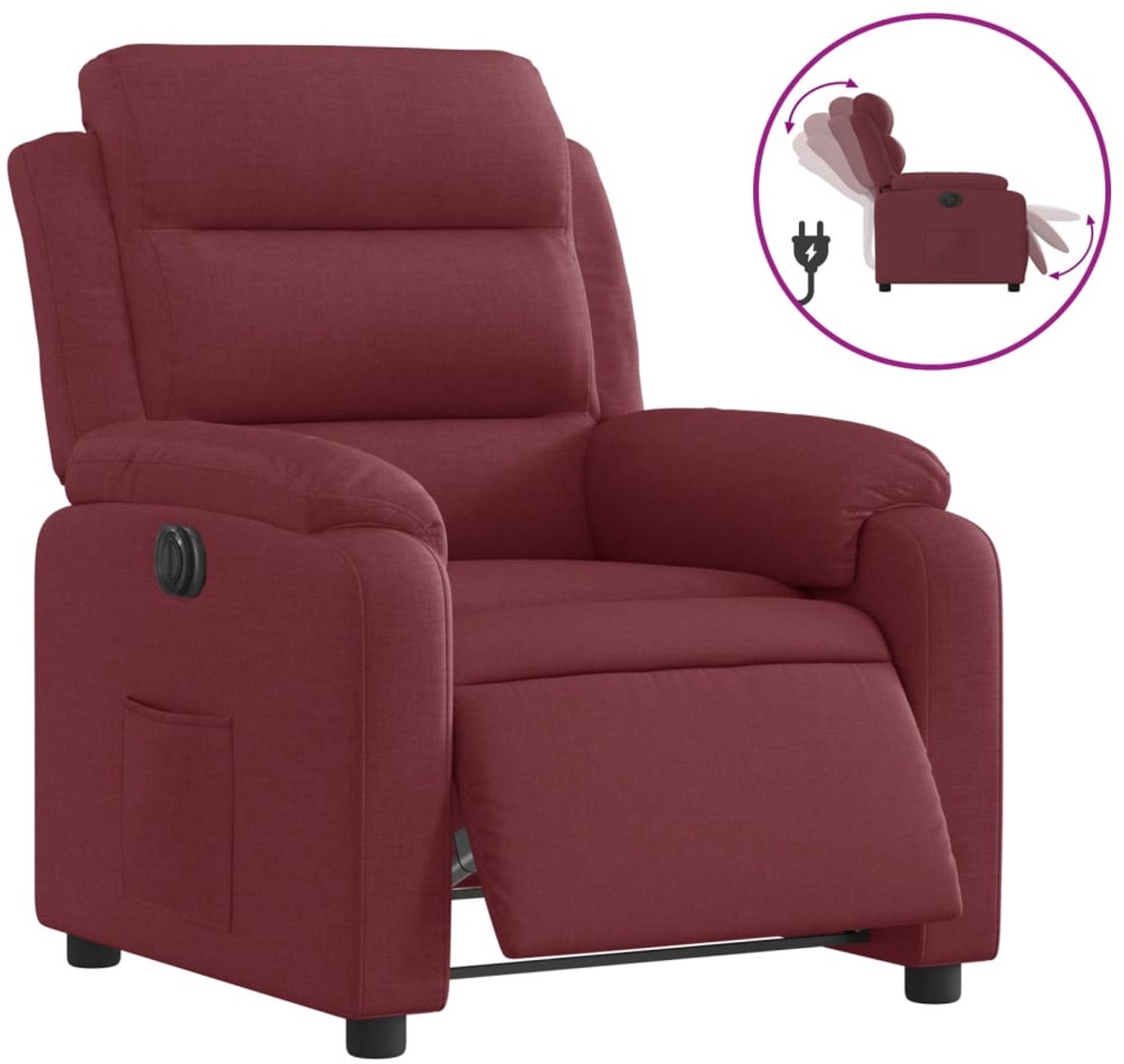 vidaXL Fauteuil - verstelbaar - elektrisch - stof - wijnrood