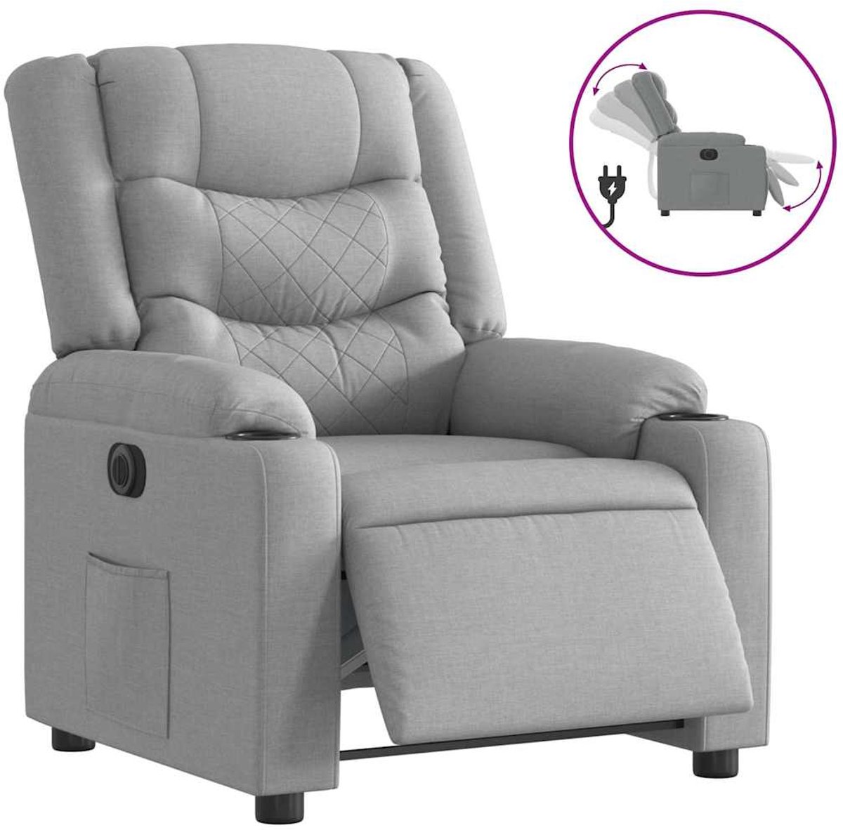 vidaXL Fauteuil - elektrisch - verstelbaar - stof - lichtgrijs