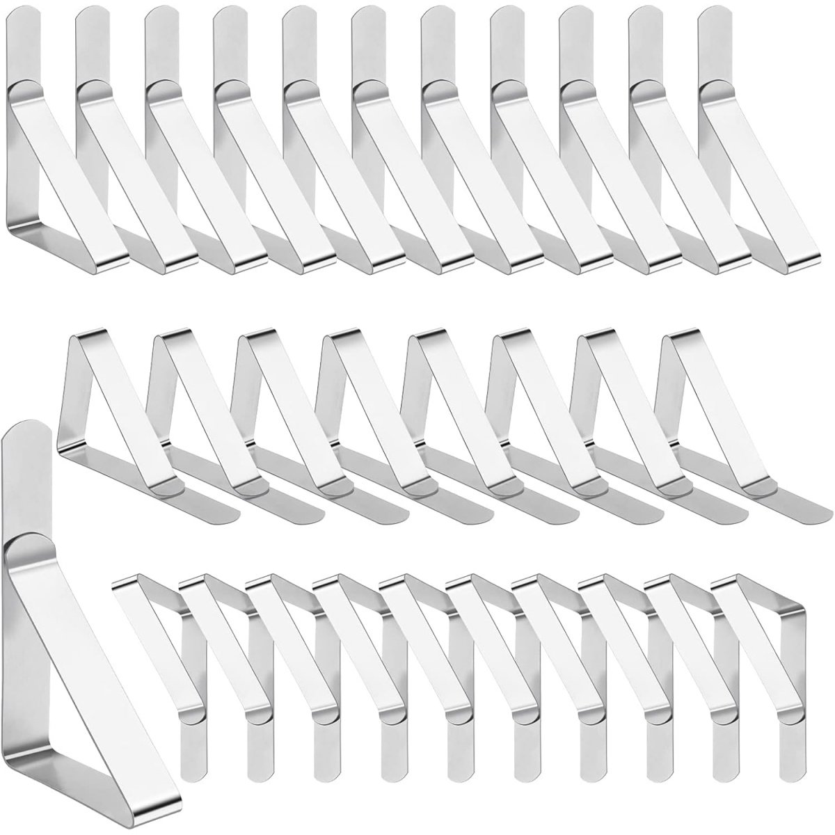TOVBMUP 30 Stuks Tafelkleedklemmen - Tafelkleedklemmen RVS - Geschikt voor Binnen en Buiten - Roestvrij en Duurzaam - Makkelijk te Bevestigen en Verwijderen - 7,5x4,5 cm - Complete Set voor Picknick, Feesten en Terras