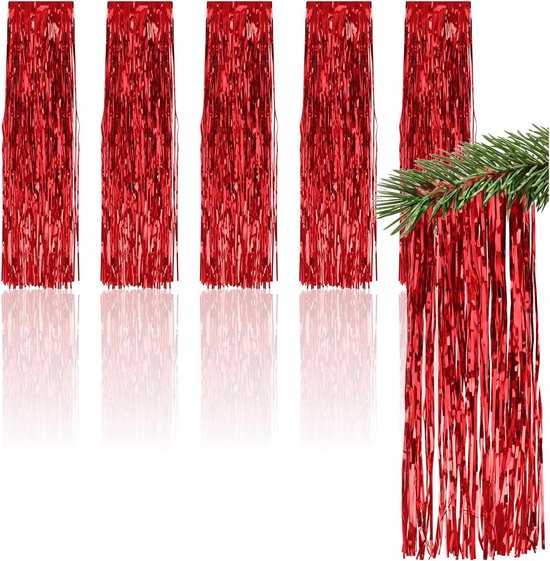 Foto: 5 stuks glittergordijn rood feestgordijn kerstversiering gordijn feest versiering deurgordijn backdrop glitter gordijn valentijn kerstboom 2 m breed 1 m hoog geschikt voor feesten beurzen verjaardagen en bruiloften