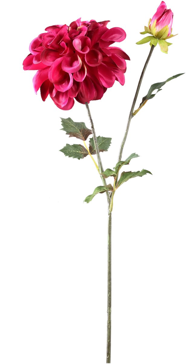 PTMD kunstbloem tak Dahlia flower pink spray with bud - bloem Dahlia roze