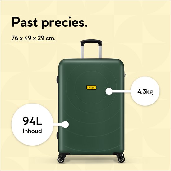 BHPPY Reiskoffer groot 75x49x29cm - Lichtgewicht koffer met 95L inhoud - Reiskoffer met wielen - Veilig cijferslot - Jungle Green