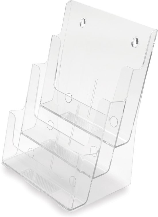 【visitfor】AnsDotsloevener Deflecto folderhouder 1/3 A4 staand, 3 vakken, glashelder | bol