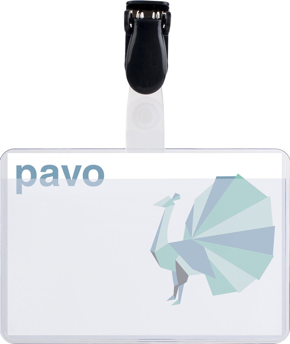 Pavo naambordje met clip, 60 x 90 mm, transparant