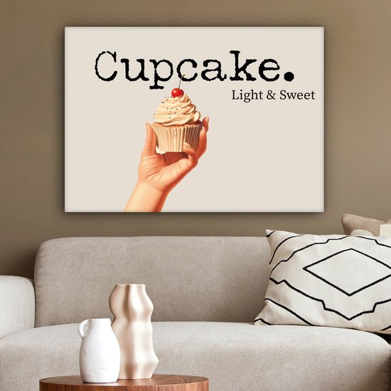 Tableau sur toile 80x60 cm - Décoration murale Cupcake - Bonbon - Cerise - Décoration murale salon - Décoration chambre - Accessoires chambre - Peintures sur toile