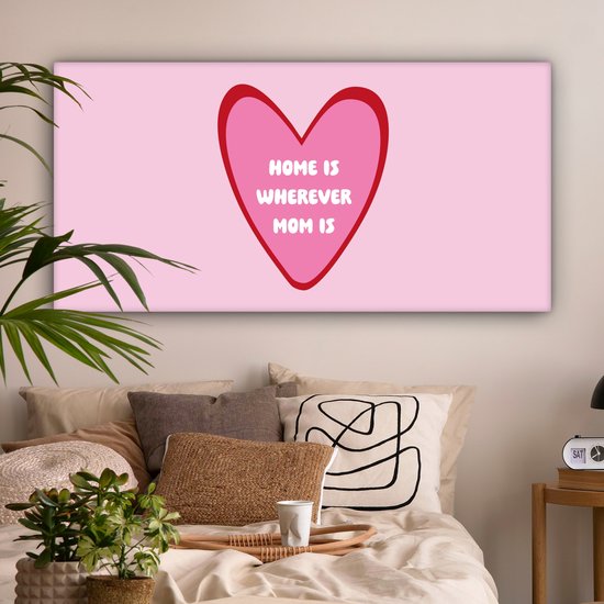 Tableau sur toile 160x80 cm - Décoration murale exclusive Citation - Mère - Rose - Décoration murale salon - Décoration chambre - Accessoires chambre - Peintures sur toile - Cadeau fête des mères - Cadeau pour maman