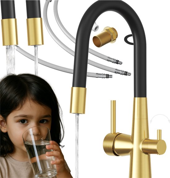 Flexibele Keukenkraan Met 2 Soorten Jets, Opvouwbare Keukenmengkraan Flexibele Spoelbakmengkraan Met Warm En Koud Water Zwart Geborsteld
