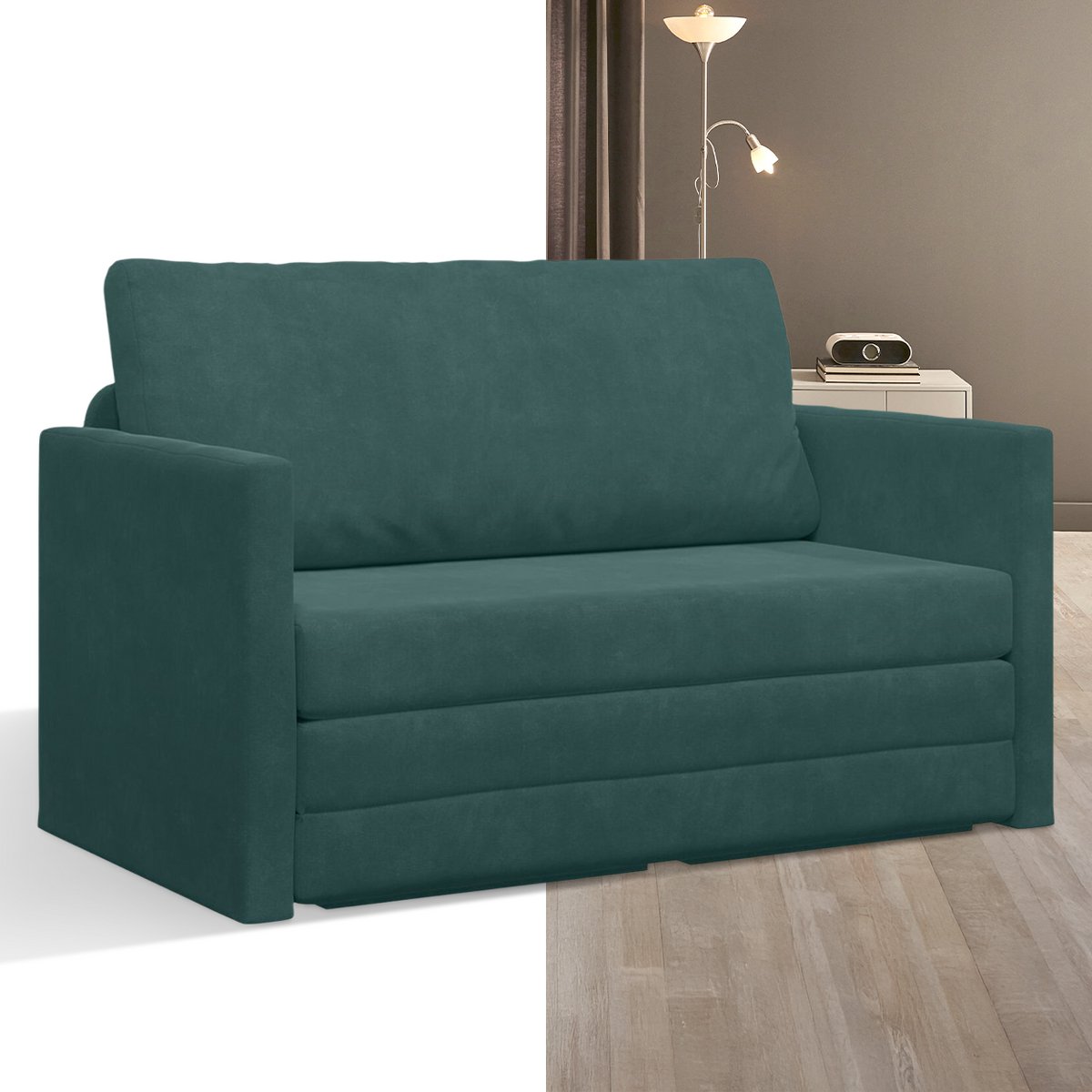 GranMaison Slaapbank - Uitklapbaar - Slaapstoel - Logeerbed - Zetelbed - Slaapfauteuil - Vouwbed - 2 persoons - Zeer comfortabel - Groen