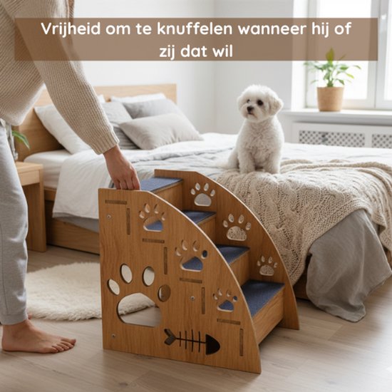 Hondentrap, hondentrap, 4-traps, 39 cm hoog, hondentrap voor kleine, middelgrote en zware honden, huisdiertrap voor bed en bank, antislip en slijtvaste kattentrap, stabiel en geurloos