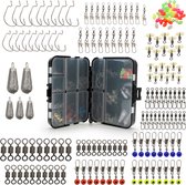 Fish-Xpro Hook&Swivel set - 177-Delig -Vishaakjes - Wartels -Visloodjes - incl. Tacklebox