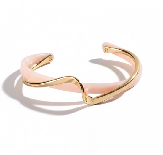 Bracelet jonc doré rose pour femme – bracelet en métal au design ondulé