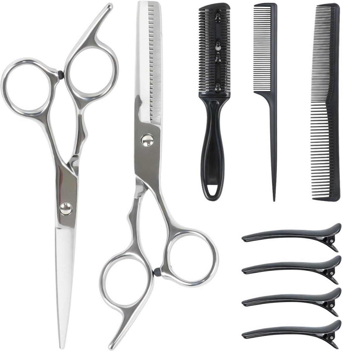 Thuys – Kappersset – Set Voor Mannen En Vrouwen En Kinderen En Huisdieren – 19 x 13 x 3cm – Zilver/Black
