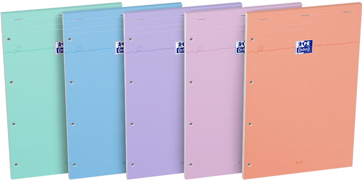 Oxford notitieblok A4, pastelkleuren, 80 g/m² papier