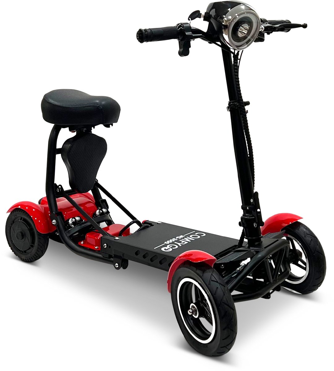 COMFYGO MS3000 Elektrische scootmobiel, 4 wielen, maximale snelheid 18 km/u, 10,4 Ah Lithium-ion accu, Actieradius tot 25 km, Rood, Standaard stoel + Kinderzitje