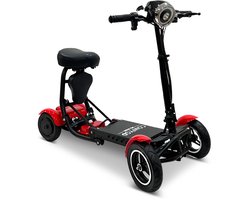 COMFYGO MS3000 Elektrische scootmobiel, 4 wielen, maximale snelheid 18 km/u, 10,4 Ah Lithium-ion accu, Actieradius tot 25 km, Rood, Standaard stoel + Kinderzitje