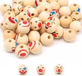 WEKAMOS 10stuks Geverfde Houten Kralen Met Clown Gezicht Voor Ambachten Voor Jongen Meisje Armbanden Kettingen Oorbellen Creatieve Kralen Voor Feesten Activiteiten