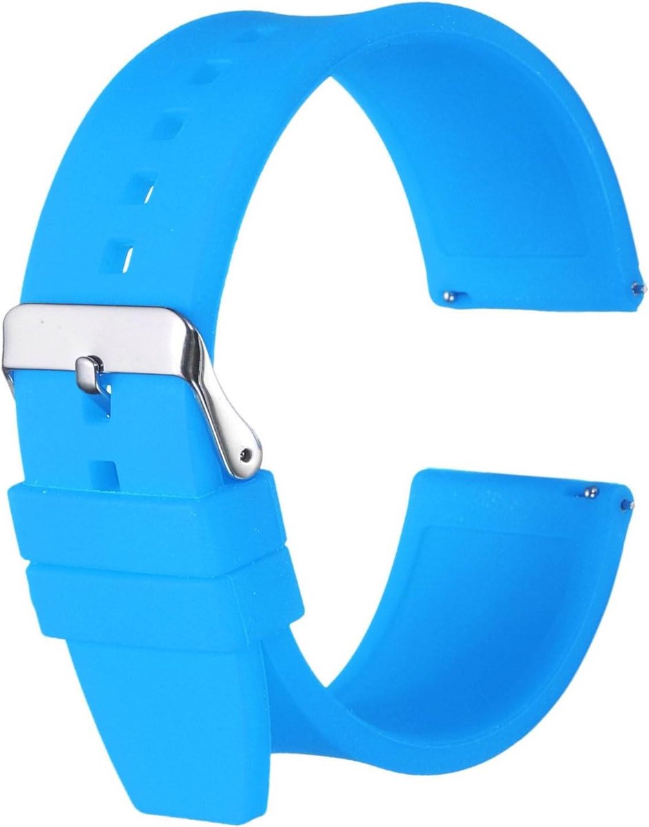 Allecto plus - Siliconen horlogebandje 26mm snelwissel flexibel zacht rubberen roestvrijstalen sluiting lichtblauw reservearmband.