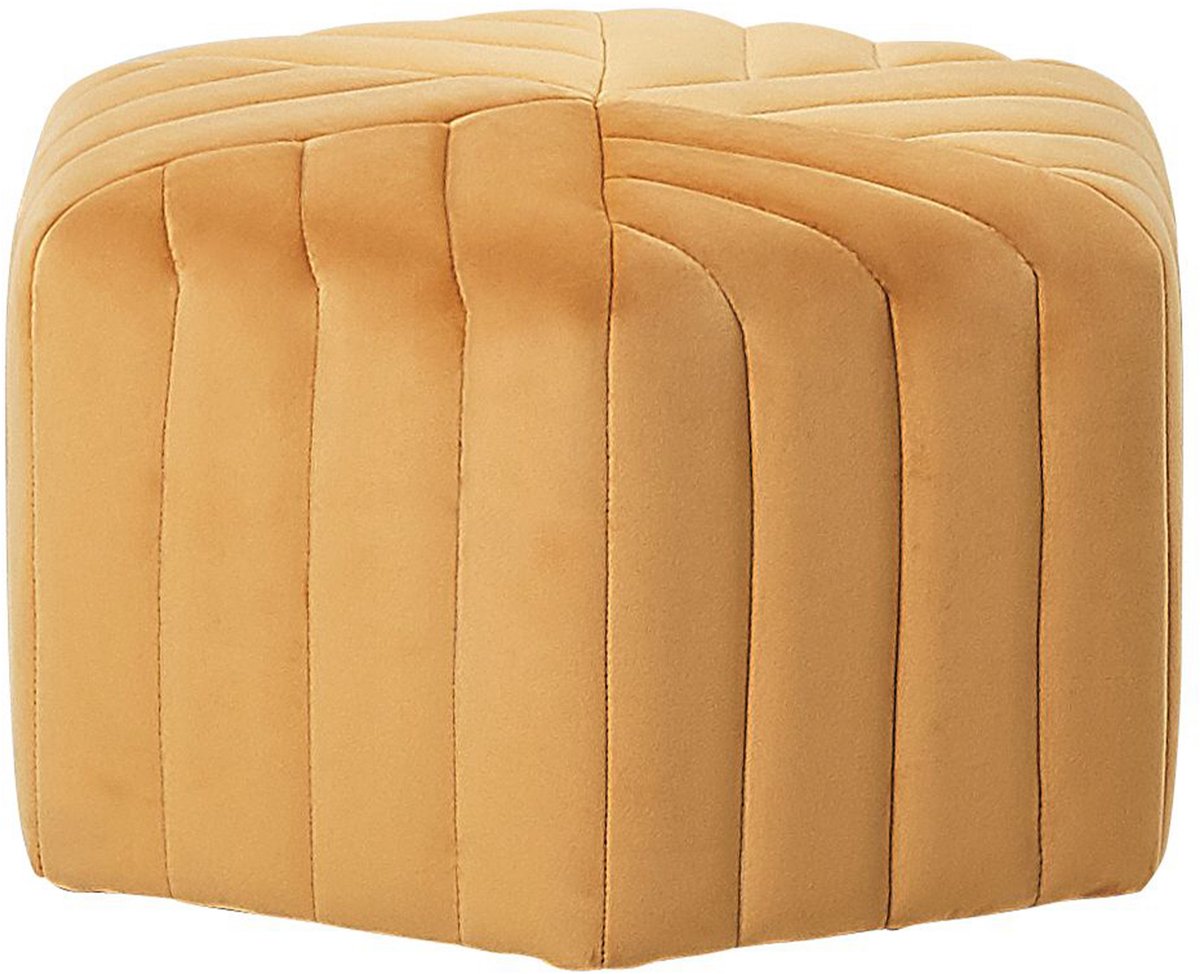 Beliani MURIETTA - Poef - Mosterdgeel - 53 cm - Fluweel