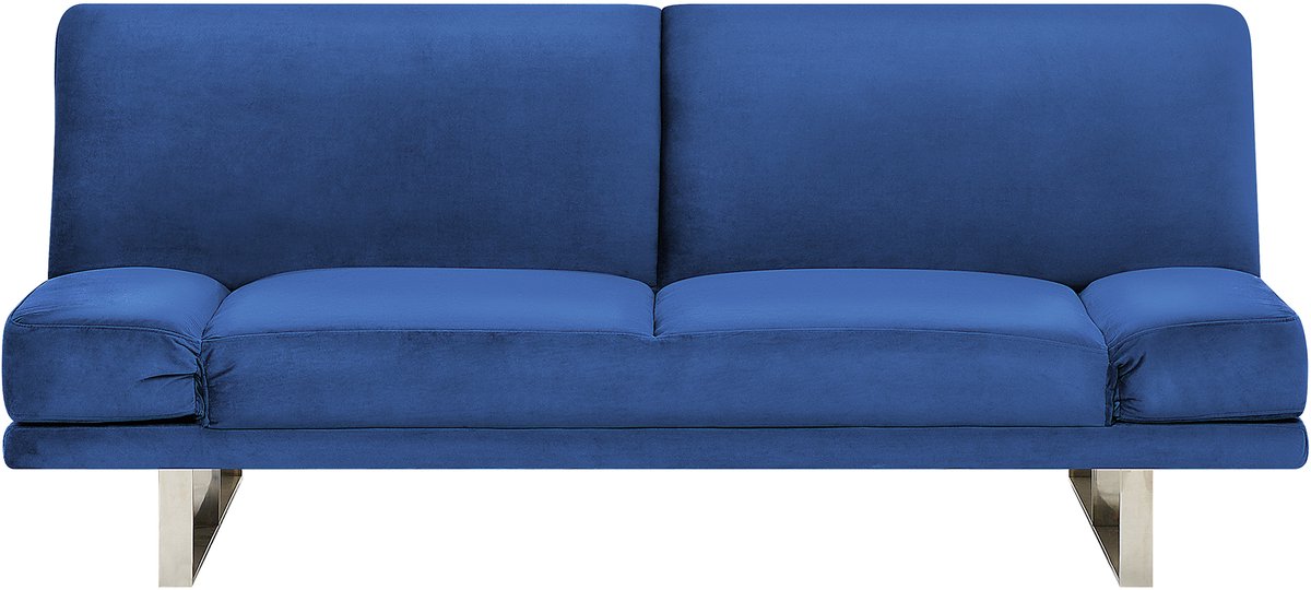 Beliani YORK - Slaapbank 2-zits - Marineblauw - Fluweel