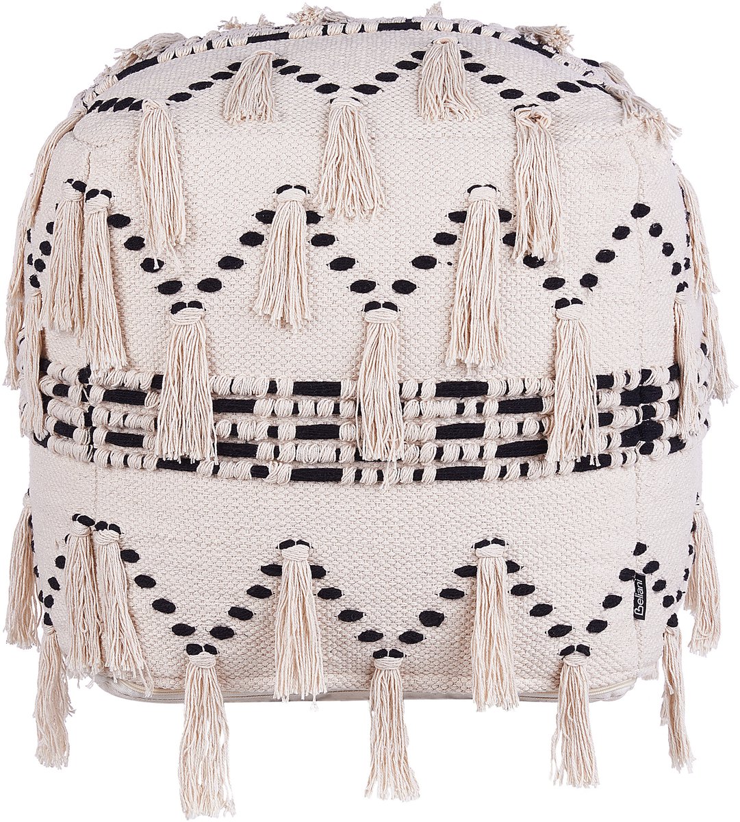 Beliani THONDI - Poef - Beige - 45 cm - Katoen