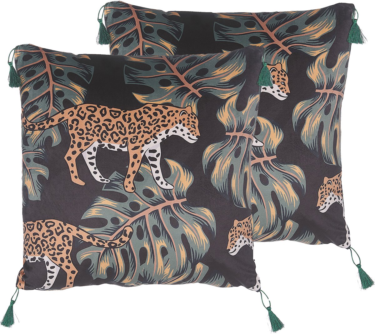 Beliani KUHI - Sierkussen set van 2 - Zwart - 45 x 45 cm - Polyester