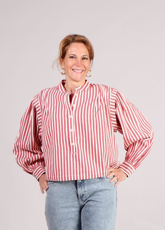Chemisier Choupette FRNCH à détails épaules rayé rouge et blanc