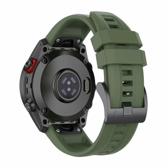 By Qubix - Geschikt voor Garmin bandje - 26mm Quickfit - Siliconen sportbandje - Leger groen - Geschikt voor Garmin Instinct 3 - 50mm