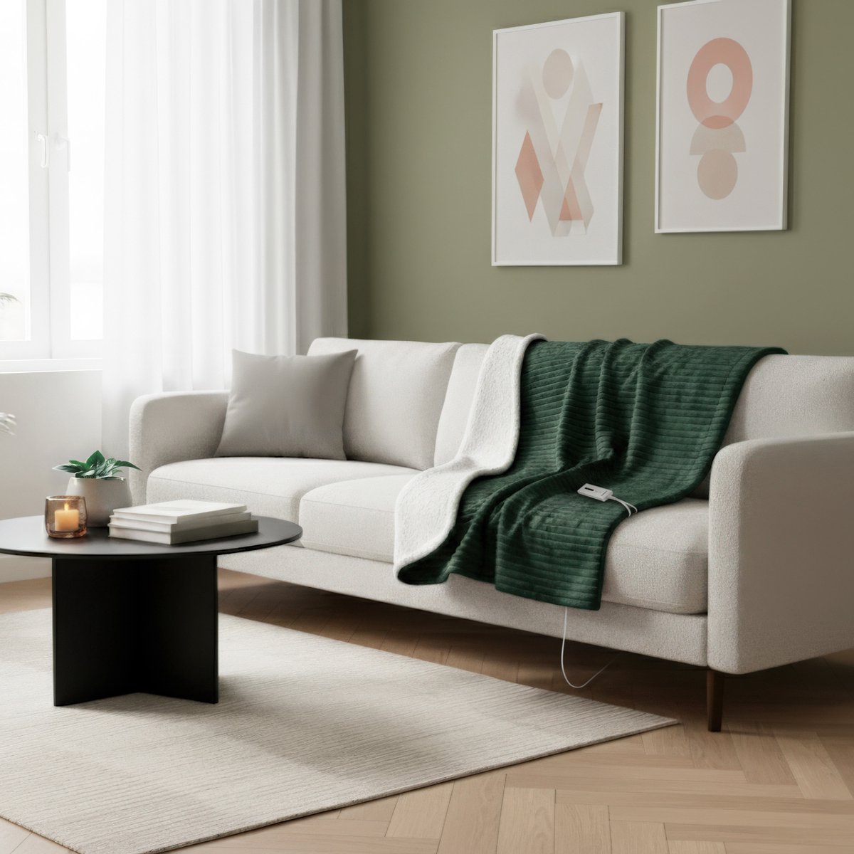 Tomado TEB1804G - Elektrische bovendeken - Warmtedeken - Omslagdeken - Superzachte fleece stof - 180 x 130 cm - Groen – foto 7