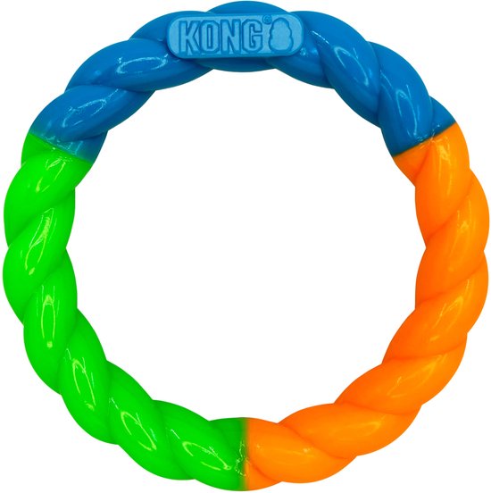 KONG Twistz ring speelgoed in groen, blauw en oranje.